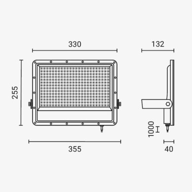 LED Floodlight, Black, 140Lm/W, 200W, White Light 4