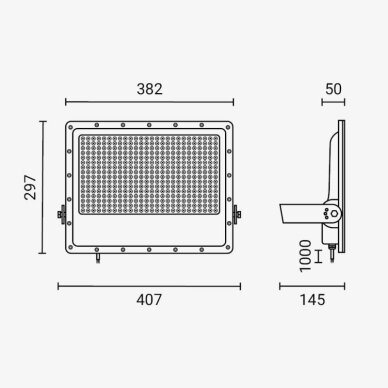 LED Floodlight, Black, 140Lm/W, 300W, White Light 4