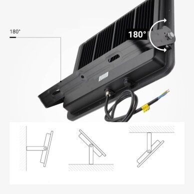 LED prožektorius, juodas, 140Lm/W, 500W, neutrali balta šviesa 5