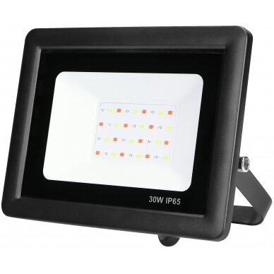 LED prožektorius, juodas, 30W, RGB