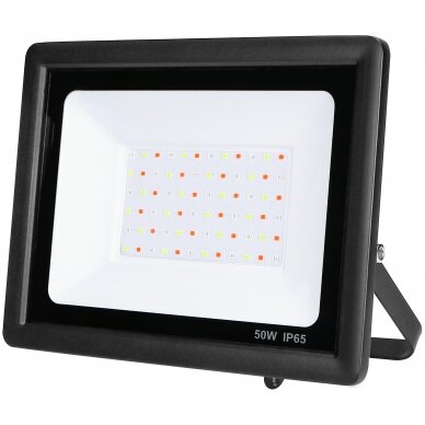 LED prožektorius, juodas, 50W, RGB