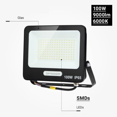 LED prožektorius, juodas, 90Lm/W, 100W, neutrali balta šviesa 5 LED prožektorius, juodas, 90Lm/W, 100W, neutrali balta šviesa 5