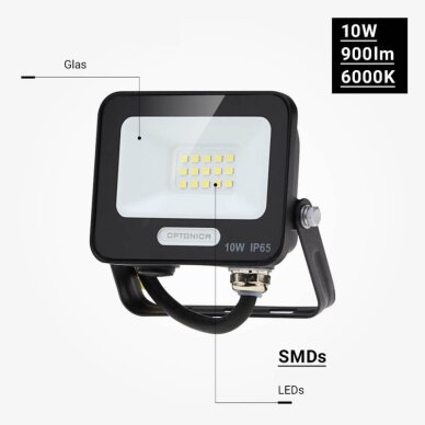 LED prožektorius, juodas, 90Lm/W, 10W, neutrali balta šviesa 3