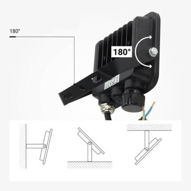 LED Floodlight, Black, 90Lm/W, 20W, CCT 3000K-6000K 1