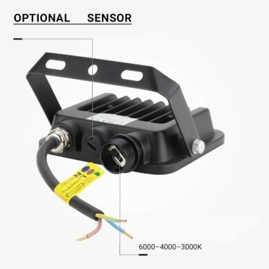 LED Floodlight, Black, 90Lm/W, 20W, CCT 3000K-6000K 2
