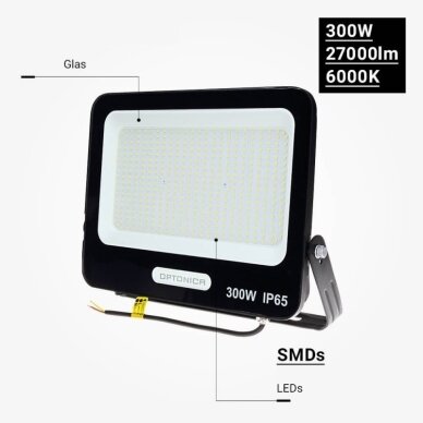 LED prožektorius, juodas, 90Lm/W, 300W, šalta balta šviesa 4