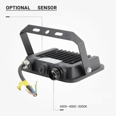 LED Floodlight, Black, 90Lm/W, 30W, CCT 3000K-6000K 2