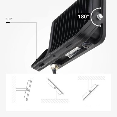 LED prožektorius, juodas, 90Lm/W, 50W, neutrali balta šviesa 4