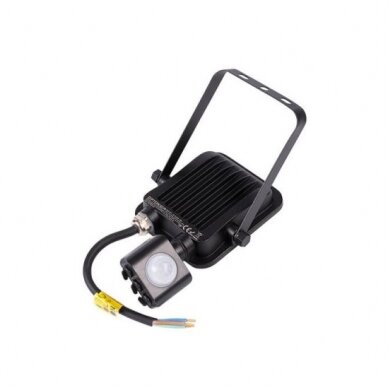 LED prožektorius, juodas, PIR jutiklis, 10W, šilta balta šviesa 2