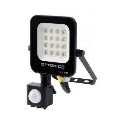 LED prožektorius, juodas, PIR jutiklis, 10W, šilta balta šviesa 1