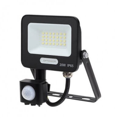 LED prožektorius, juodas, PIR jutiklis, 20W, 120°, šalta balta šviesa 1 LED prožektorius, juodas, PIR jutiklis, 20W, 120°, šalta balta šviesa 1