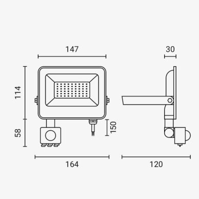 LED Floodlight, Black, PIR Sensor, 30W, 120°, White Light 5