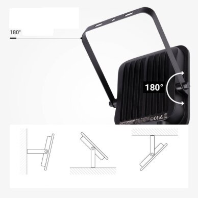 LED prožektorius, juodas, PIR jutiklis, 30W, šilta balta šviesa 4