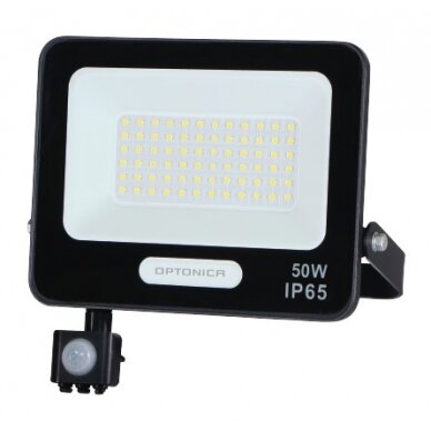 LED Floodlight, Black, PIR Sensor, 50W, 120°, White Light