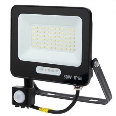 LED prožektorius, juodas, PIR jutiklis, 50W, 120°, neutrali balta šviesa 1 LED prožektorius, juodas, PIR jutiklis, 50W, 120°, neutrali balta šviesa 1