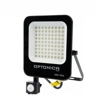 LED prožektorius, juodas, PIR jutiklis, 50W, šalta balta šviesa 1