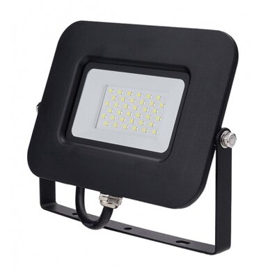 LED prožektorius, juodas, Premium Line, 5 metai garantija, 30W, šilta balta šviesa
