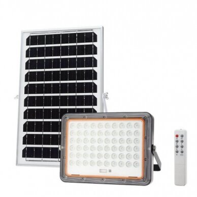 LED Floodlight, Black, with Solar Panel, 10W, White Light 1
