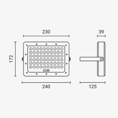 LED Floodlight, Black, with Solar Panel, 10W, White Light 3