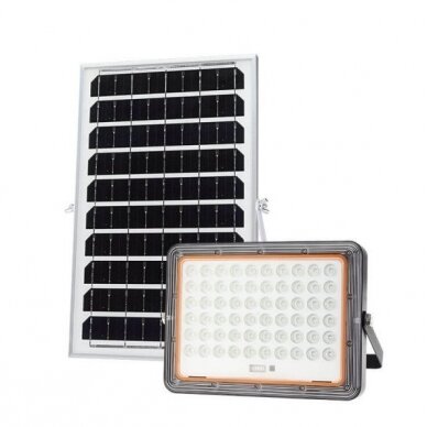 LED Floodlight, Black, with Solar Panel, 10W, White Light