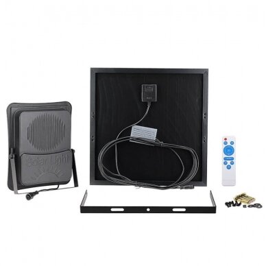 LED Floodlight, Black, with Solar Panel, 16W, 1200Lm, White Light 2