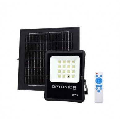 LED Floodlight, Black, with Solar Panel, 20W, 1600Lm, White Light 1