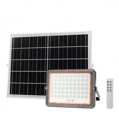 LED Floodlight, Black, with Solar Panel, 20W, 2600Lm, White Light 1