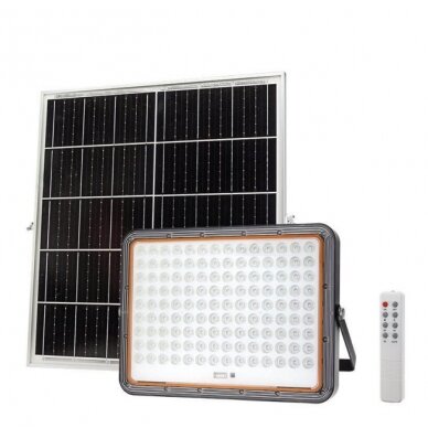 LED prožektorius, juodas, su saulės baterija, 30W, šalta balta šviesa 1