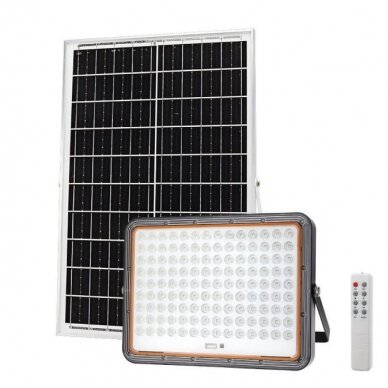 LED prožektorius, juodas, su saulės baterija, 40W, šalta balta šviesa 1