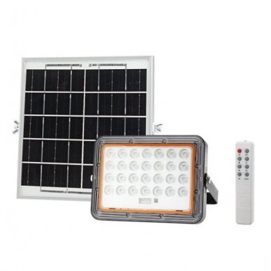 LED prožektorius, juodas, su saulės baterija, 6W, šalta balta šviesa 1