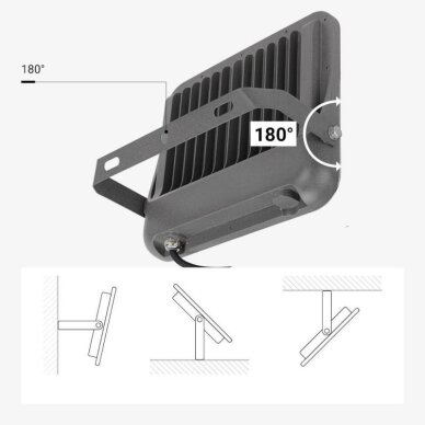LED prožektorius, pilkas, 100Lm/W, 100W, šalta balta šviesa 4