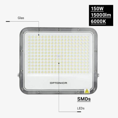 LED Floodlight, Grey, 100Lm/W, 150W, Neutral Light 2