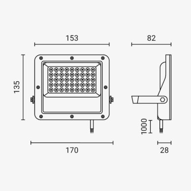 LED Floodlight, Grey, 100Lm/W, 30W, White Light 5