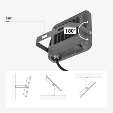 LED Floodlight, Grey, 100Lm/W, 50W, White Light 3