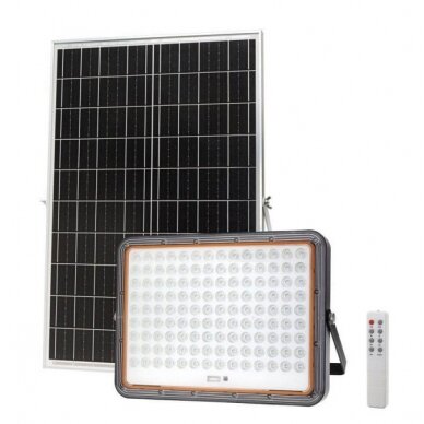 LED prožektorius, pilkas, su saulės baterija, 40W, šalta balta šviesa 1