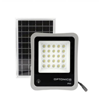 LED prožektorius, pilkas, su saulės baterija, 8W, šalta balta šviesa