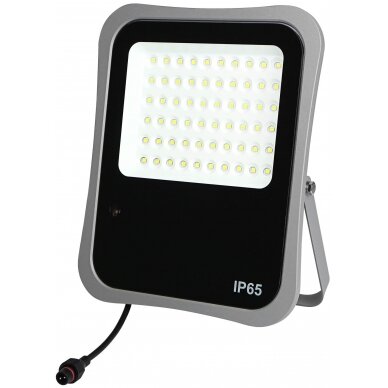 LED prožektorius, pilkas, su saulės baterija, 20W, šalta balta šviesa