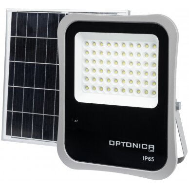 LED prožektorius, pilkas, su saulės baterija, 20W, šalta balta šviesa 1
