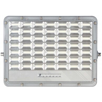 LED prožektorius, pilkas, su saulės baterija, 30W, 120°, šalta balta šviesa