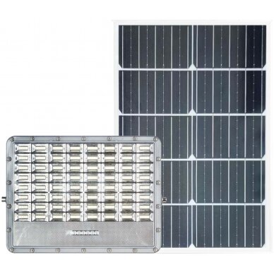 LED prožektorius, pilkas, su saulės baterija, 30W, 120°, šalta balta šviesa 1