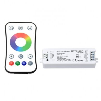 LED RGB maitinimo valdiklis, 12-24V, 4A/kan., 3 kanalai, su IR pulteliu 1