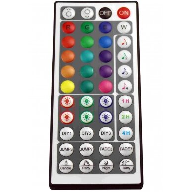 LED RGB Music maitinimo valdiklis, 12-24V, 3 kanalai, su IR pulteliu, 44 mygtukų, Tuya 1