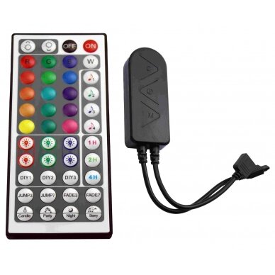 LED RGB Music maitinimo valdiklis, 12-24V, 3 kanalai, su IR pulteliu, 44 mygtukų, Tuya LED RGB Music maitinimo valdiklis, 12-24V, 3 kanalai, su IR pulteliu, 44 mygtukų, Tuya