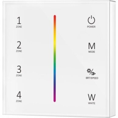 LED RGB/RGBW spalvos reguliavimo panelė, 4 zonos, sieninė, balta