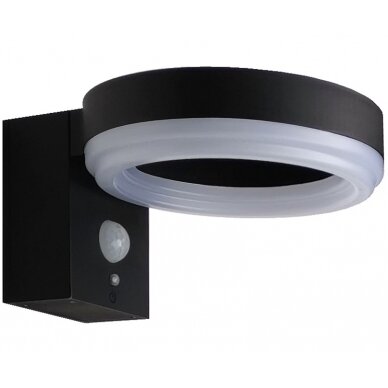 LED saulės sieninis šviestuvas, juodas, apvalus, PIR jutiklis, 6W, šalta balta šviesa LED saulės sieninis šviestuvas, juodas, apvalus, PIR jutiklis, 6W, šalta balta šviesa