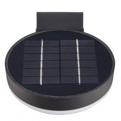 LED Solar Wall Lamp, Black, Round, PIR Sensor, 6W, White Light 3
