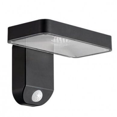 LED saulės sieninis šviestuvas, juodas, kvadratinis, 9W, šilta balta šviesa 1