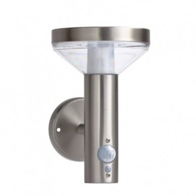 LED saulės sieninis Up šviestuvas, PIR jutiklis, poliruotas metalas, 2W, šilta balta šviesa 1 LED saulės sieninis Up šviestuvas, PIR jutiklis, poliruotas metalas, 2W, šilta balta šviesa 1