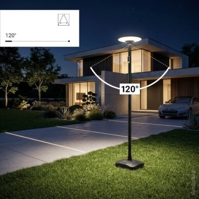 LED Solar Garden Lamp, Black, 2.5m Pole, Water Tank, Remote Control, CCT 11