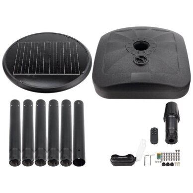 LED Solar Garden Lamp, Black, 2.5m Pole, Water Tank, Remote Control, CCT 7